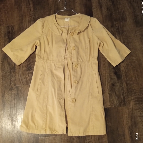 Anthropologie Tulle Peter Pan Collar Cotton Midi Utility Dress Tan Size L - Picture 3 of 10